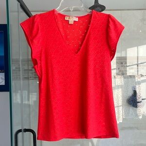 Michael Kors Orange Eyelet Top